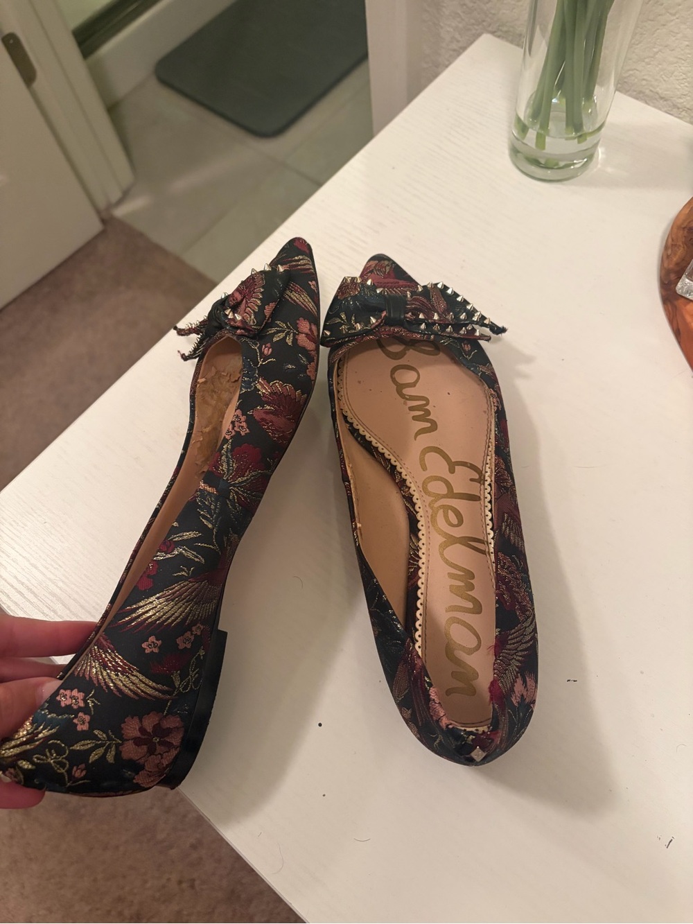 Sam Edelman Black Multi Floral Brocade Pointed Toe Flats - Picture 4 of 4